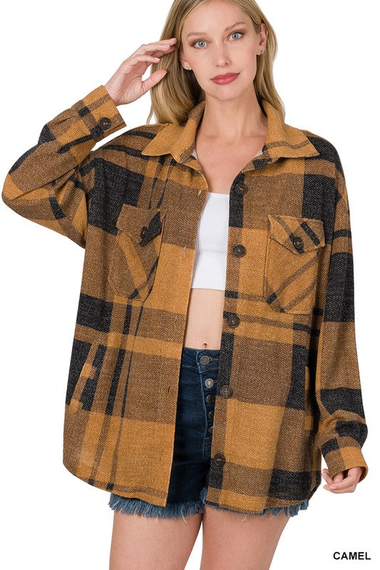 Plaid Shacket with Pockets