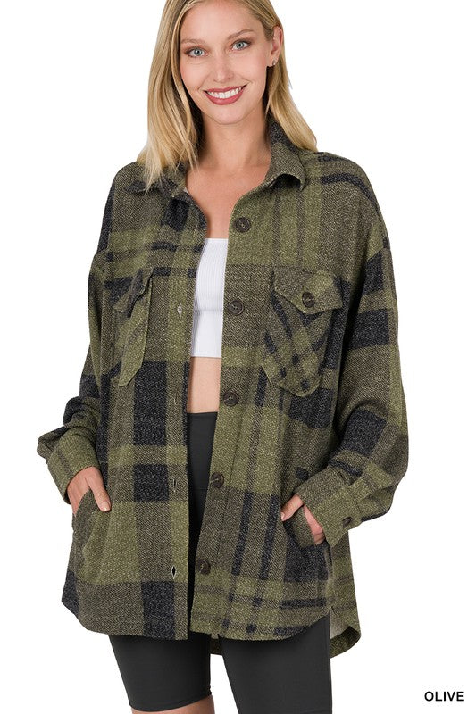 Plaid Shacket with Pockets