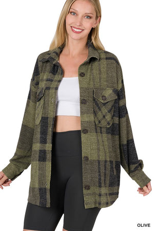 Plaid Shacket with Pockets